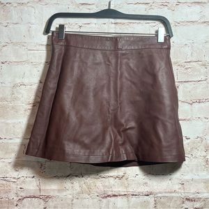 Forever21 brown faux leather a line mini skirt size small